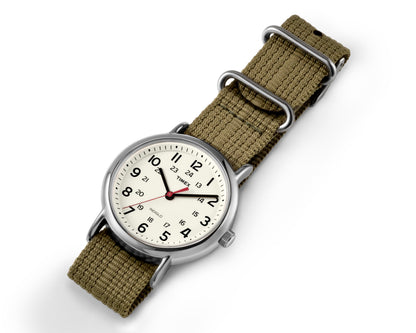 Timex Weekender 38mm Unisex Analog Watch | INDIGLO Backlight | Adjustable Durable Nylon Fabric Slip Through Strap | 24 Hour Time