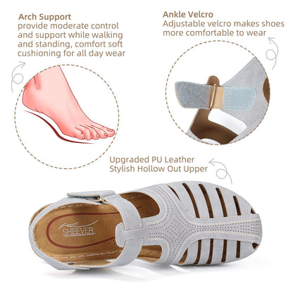SHIBEVER Women's Wedge Sandals Summer: Closed Toe Sandals for Women Platform Dressy Wedge Size 5-11