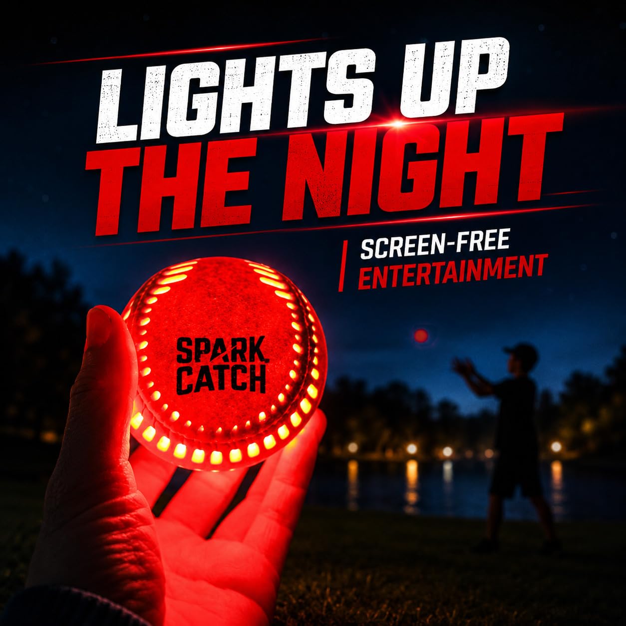 SPARK CATCH Light Up Baseball, Glow in The Dark Baseball, Sports Gear Accessories Gifts for Boys 8 9 10 11 12 13 14 15 Years Old, Kids Teens All Ages Gift Ideas