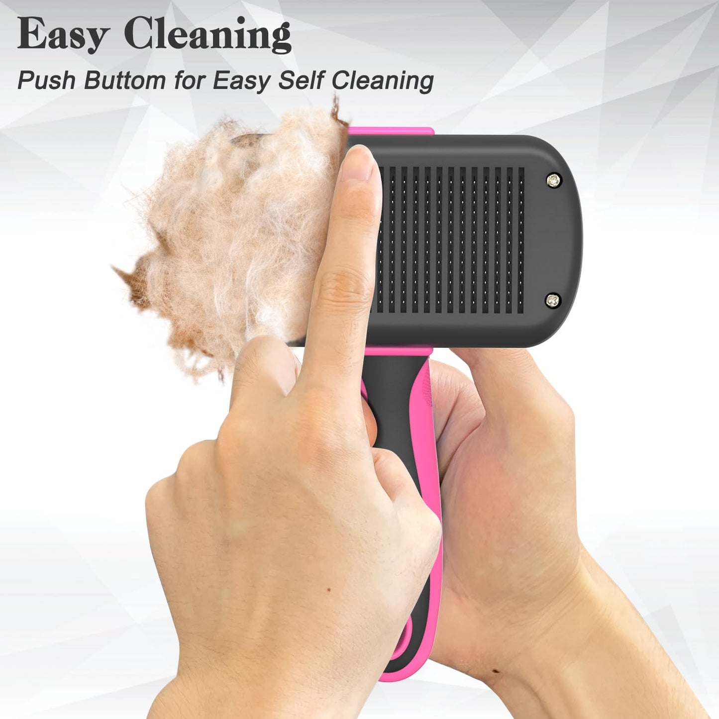 Dipoo Self Cleaning Shedding Brush - Skin Friendly Grooming Tool for Dogs, Cats, and Puppies, Deshedding and Hair Removal for Long and Short Haired Pets, Black