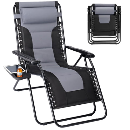 Alpen Zero Gravity Lounge Chair Set of 2, Patio Chair Folding Lounge Chairs for Outside, Portable Camping Chairs with Pillow and Cup Holder, Outdoor Recliner for Beach Outdoor Camping, Black