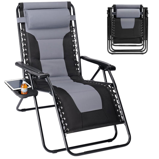 Alpen Zero Gravity Lounge Chair Set of 2, Patio Chair Folding Lounge Chairs for Outside, Portable Camping Chairs with Pillow and Cup Holder, Outdoor Recliner for Beach Outdoor Camping, Black