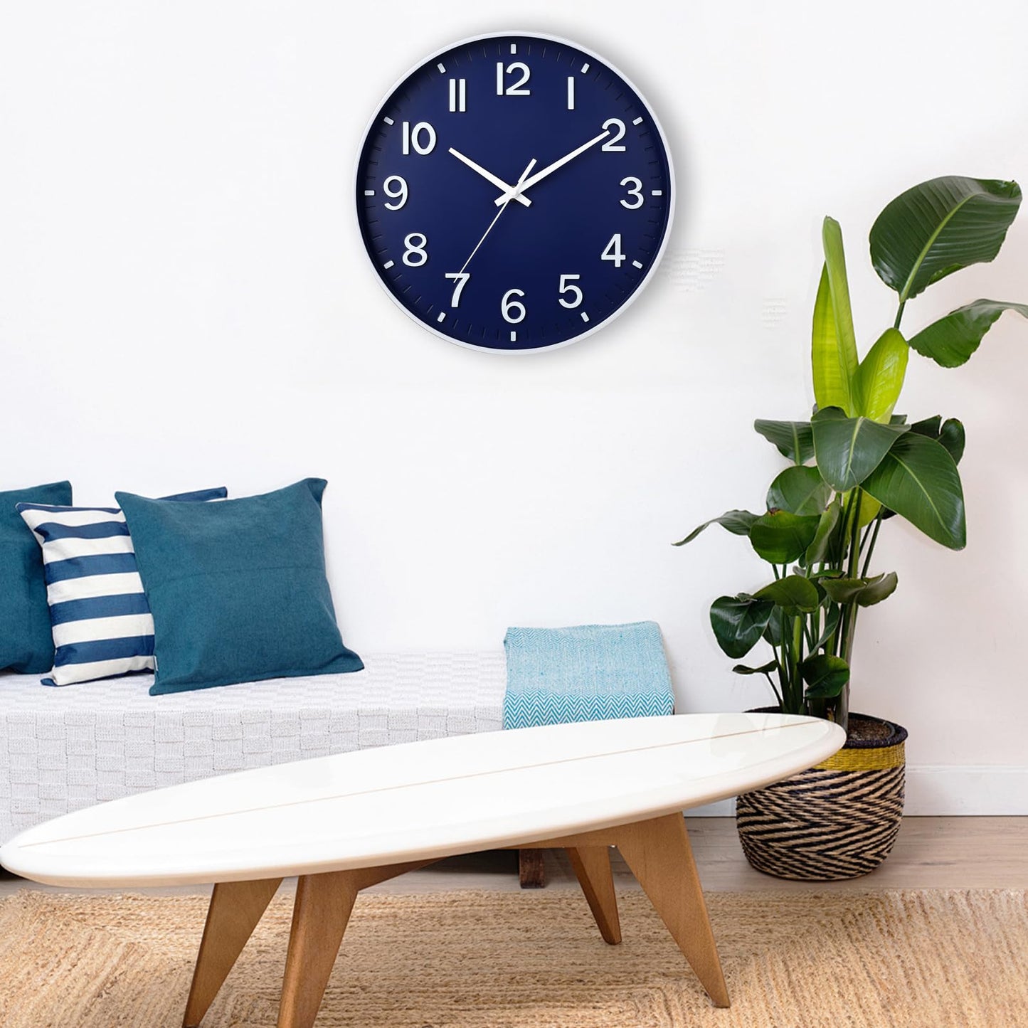 HZDHCLH Wall Clocks Battery Operated,Wall Clock Green,8 inch Wall Clock Silent Non Ticking Modern 3D Numbers for Kitchen Bedroom Living Room Office Classroom Decor