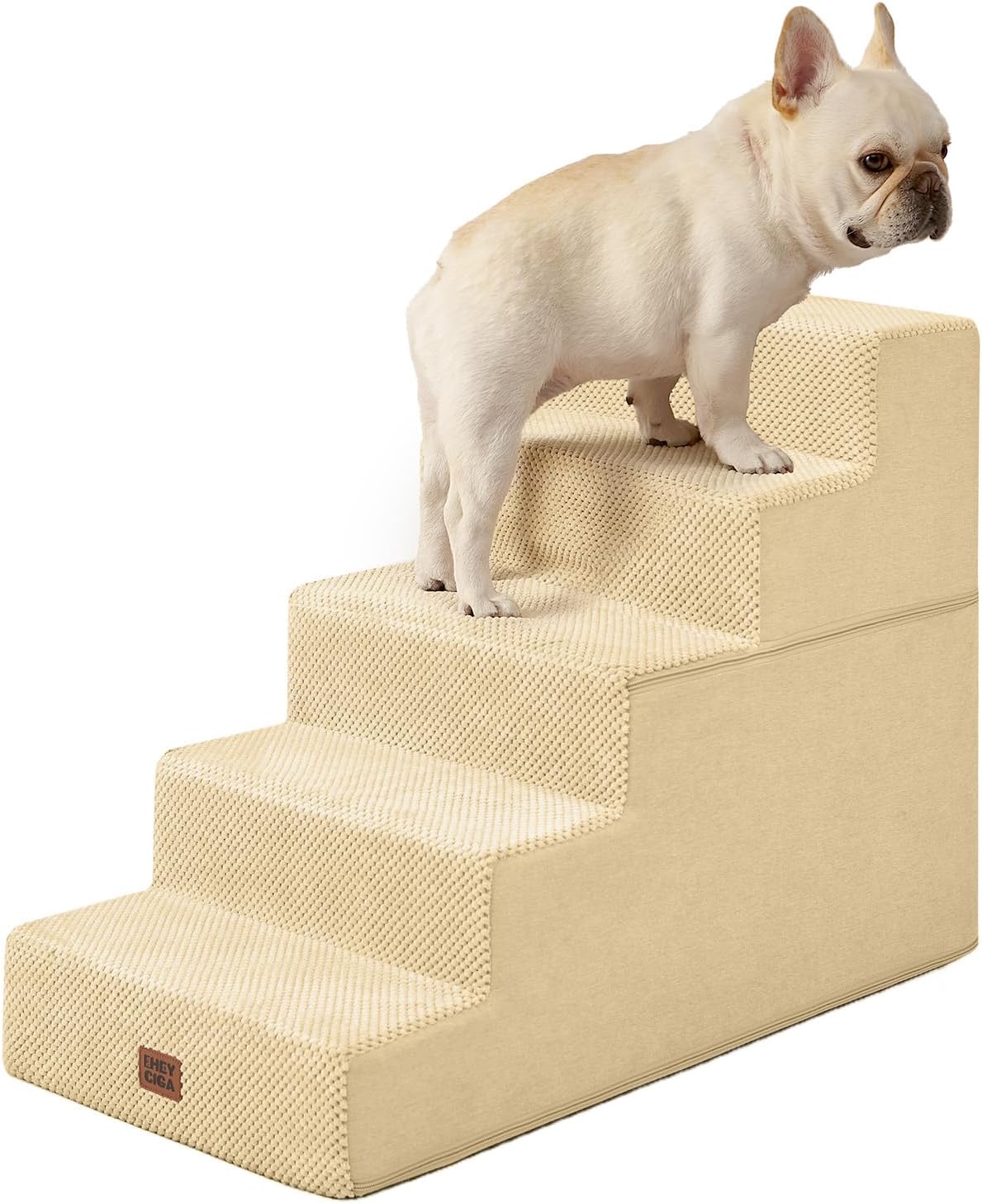 EHEYCIGA Dog Stairs for Small Dogs 13.5" H, 3-Step Dog Steps for Couch Sofa and Chair, Pet Steps for Medium Cats, Non-Slip Balanced Pet Ramp Indoor, Grey