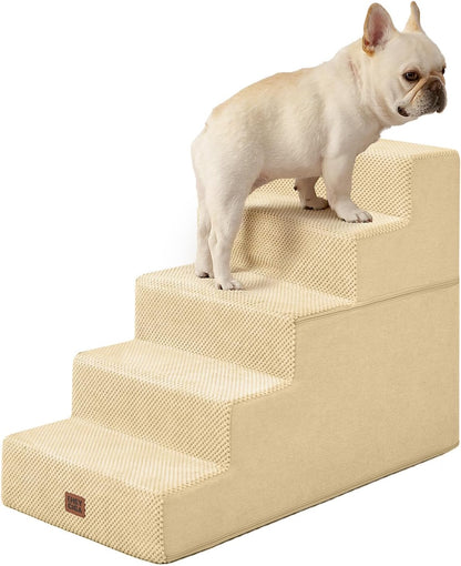 EHEYCIGA Dog Stairs for Small Dogs 13.5" H, 3-Step Dog Steps for Couch Sofa and Chair, Pet Steps for Medium Cats, Non-Slip Balanced Pet Ramp Indoor, Grey