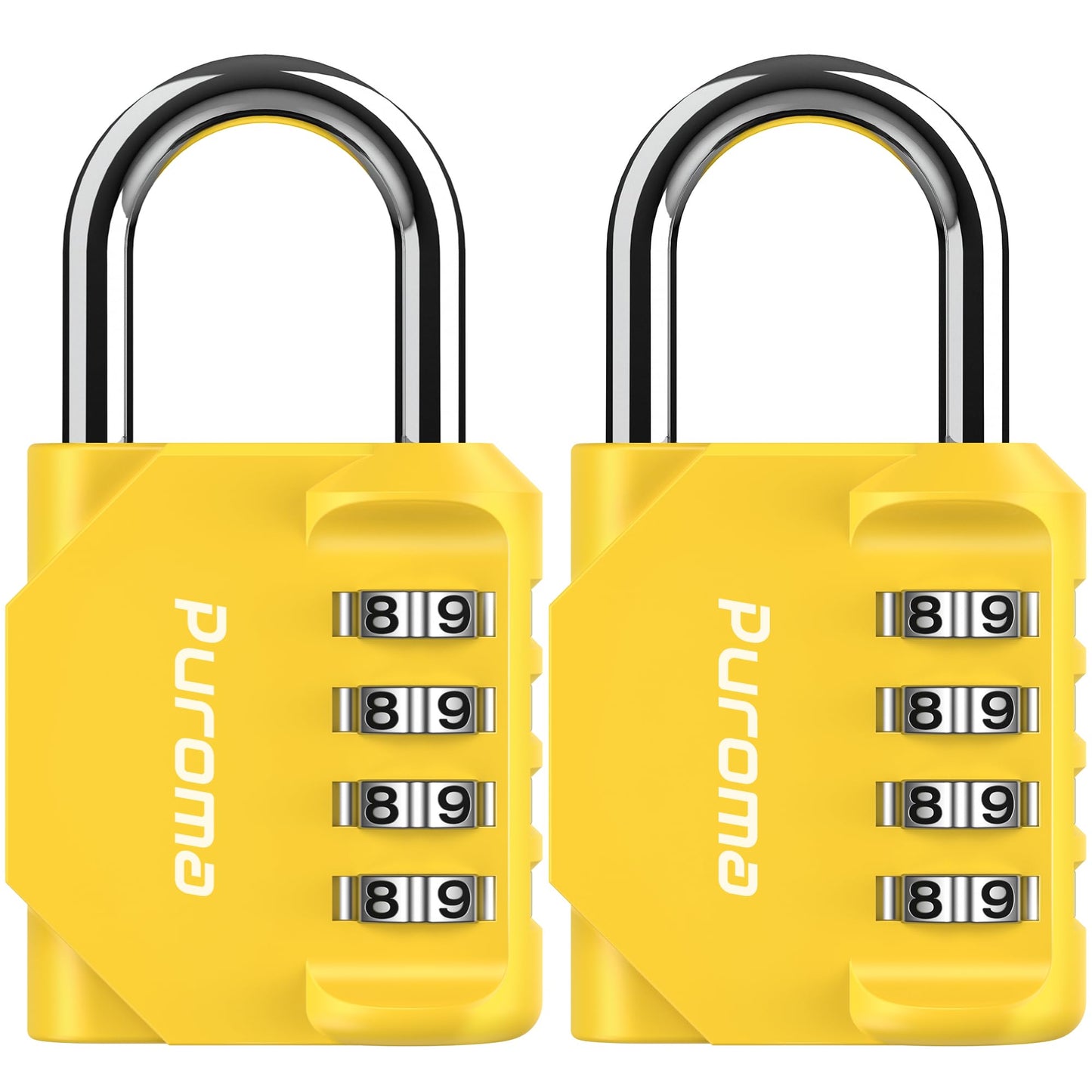 Puroma 2 Pack Combination Lock 4 Digit Padlock for School Gym Locker, Sports Locker, Fence, Toolbox, Case, Hasp Storage (Black & Code Window)