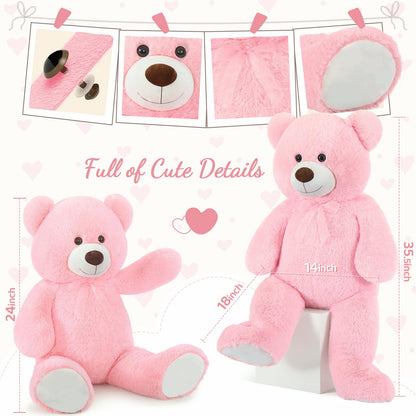 Toys Studio 47 Inch Big Teddy Bear Giant Stuffed Animal for Girls, 4 Feet Large Teddy Bear Baby Shower Party Decorations Kids Women Girlfriend Christmas Valentines Gifts, Light Brown