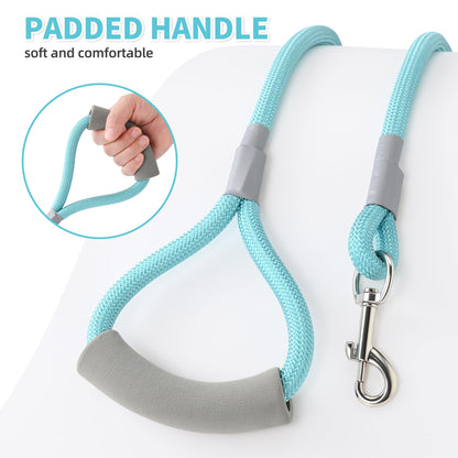 Mile High Life Dog Leash, 5FT x 1/2IN Black, with Padded Handle | Heavy-duty nylon rope leash with soft handle & steel tips. Comfortable grip for daily walks with small to large dogs.