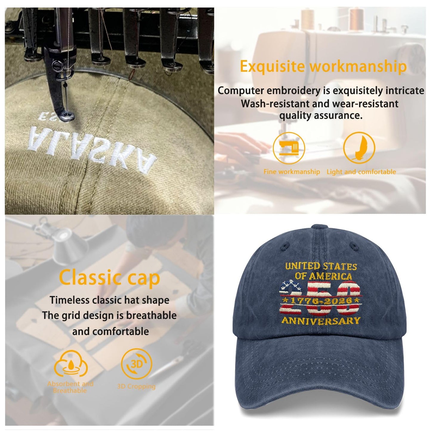 Funny Hat America Hats for Men Gifts for Dad Baseball Cap