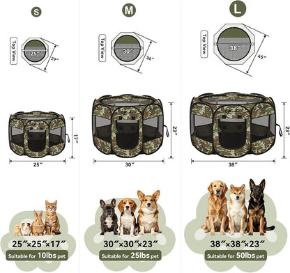 Siedihit Dog Cat Playpen, Puppy Pet Playpen Indoor for Small Dog Crate Tent Cage Outdoor, Portable Pop Up Dogs Enclosure Kennel with Carrying Case for Dogs/Cats/Rabbits(Grey, Small