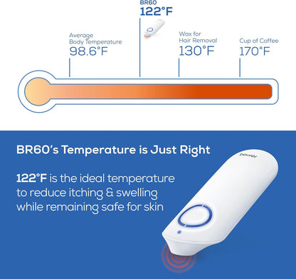 Beurer BR60 Insect Sting and Bite Relief, Bug Bite Healer for Chemical-Free Treatment of Insect Bites and Stings, Non-Toxic Natural Relief from Itching and Swelling, for Mosquito Bites