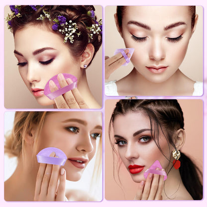 Pimoys 6 Pieces Powder Puff, Face Makeup Sponge Soft Velour Triangle Powder Puffs Beauty Sponge for Loose Powder (Black, Pink)