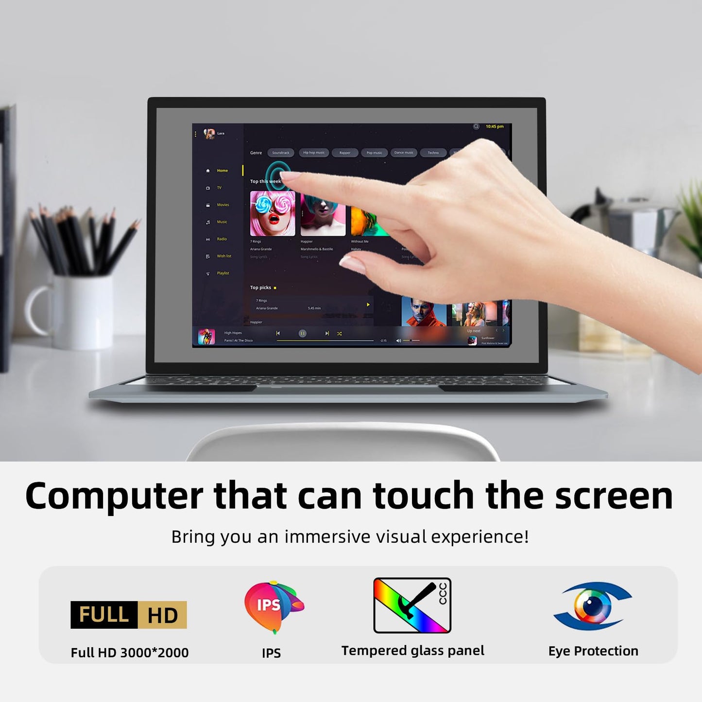 15.6" Yoga 2-in-1 Touchscreen Laptop Computer, AMD A9 Processor up to 3.2GHz, 8GB RAM 256GB SSD, Convertible Notebook with IPS FHD Display, USB-C, WiFi, Win11 Laptop for Work, Study & Home