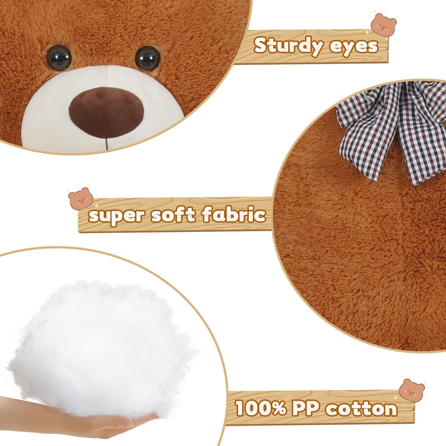 Toys Studio 47 Inch Big Teddy Bear Giant Stuffed Animal for Girls, 4 Feet Large Teddy Bear Baby Shower Party Decorations Kids Women Girlfriend Christmas Valentines Gifts, Light Brown