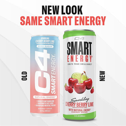 C4 Smart Energy Drinks Variety Pack, Sugar Free Performance Fuel & Nootropic Brain Booster, Coffee Substitute or Alternative, 4 Flavor Berry Breeze Variety (Pack of 24)
