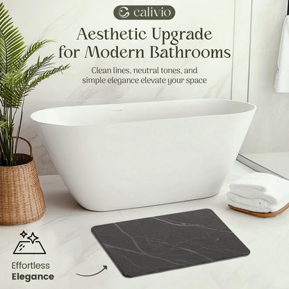 Quick Dry Shower Stone Bath Mat, Super Absorbent & Non-Slip 24 x 16 Inch Diatomaceous Earth Mat, Durable & Easy to Clean Diatomite Bath Mat for Bathroom Floor/Kitchen (River Silt)