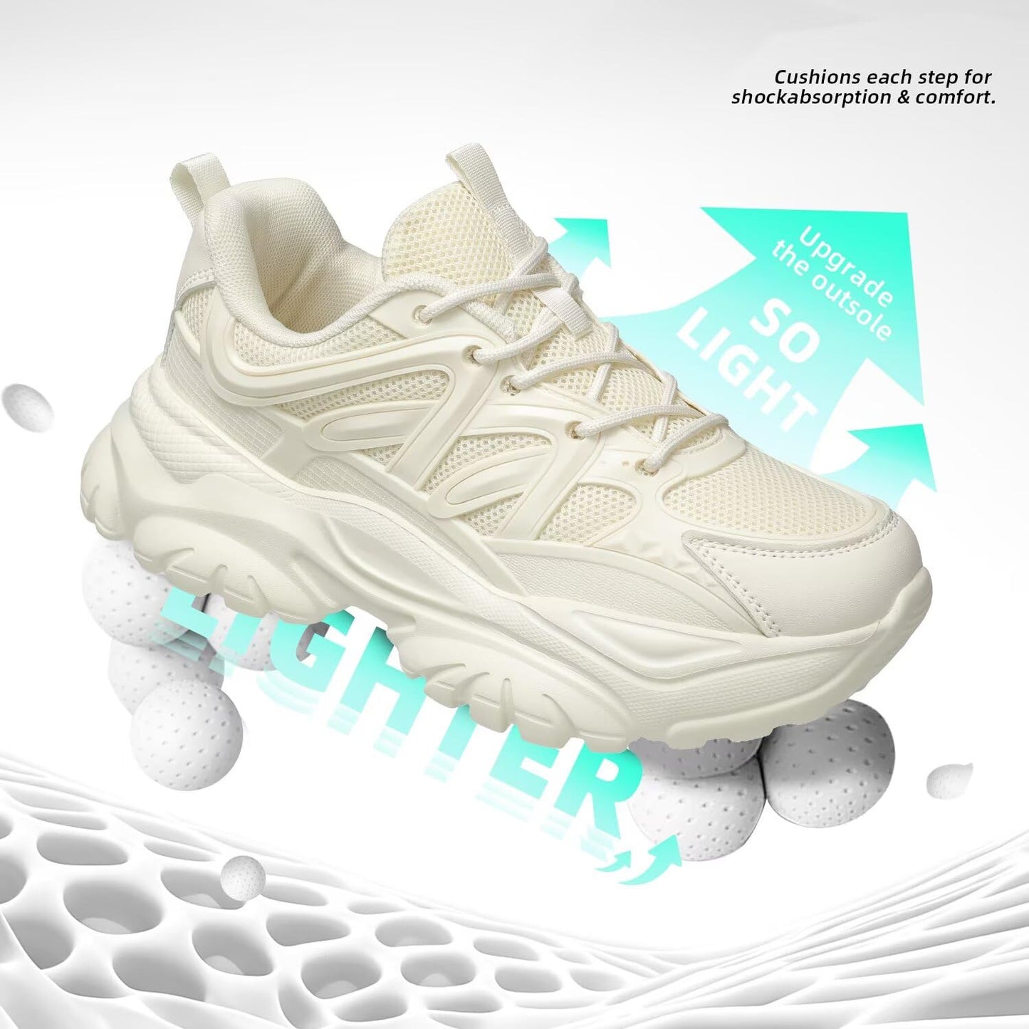 Women's Road Running Shoes Non Slip Ladies Walking Fashion Athletic Chunky Sneakers Work Gym Comfort Lightweight Mesh Soft Sole