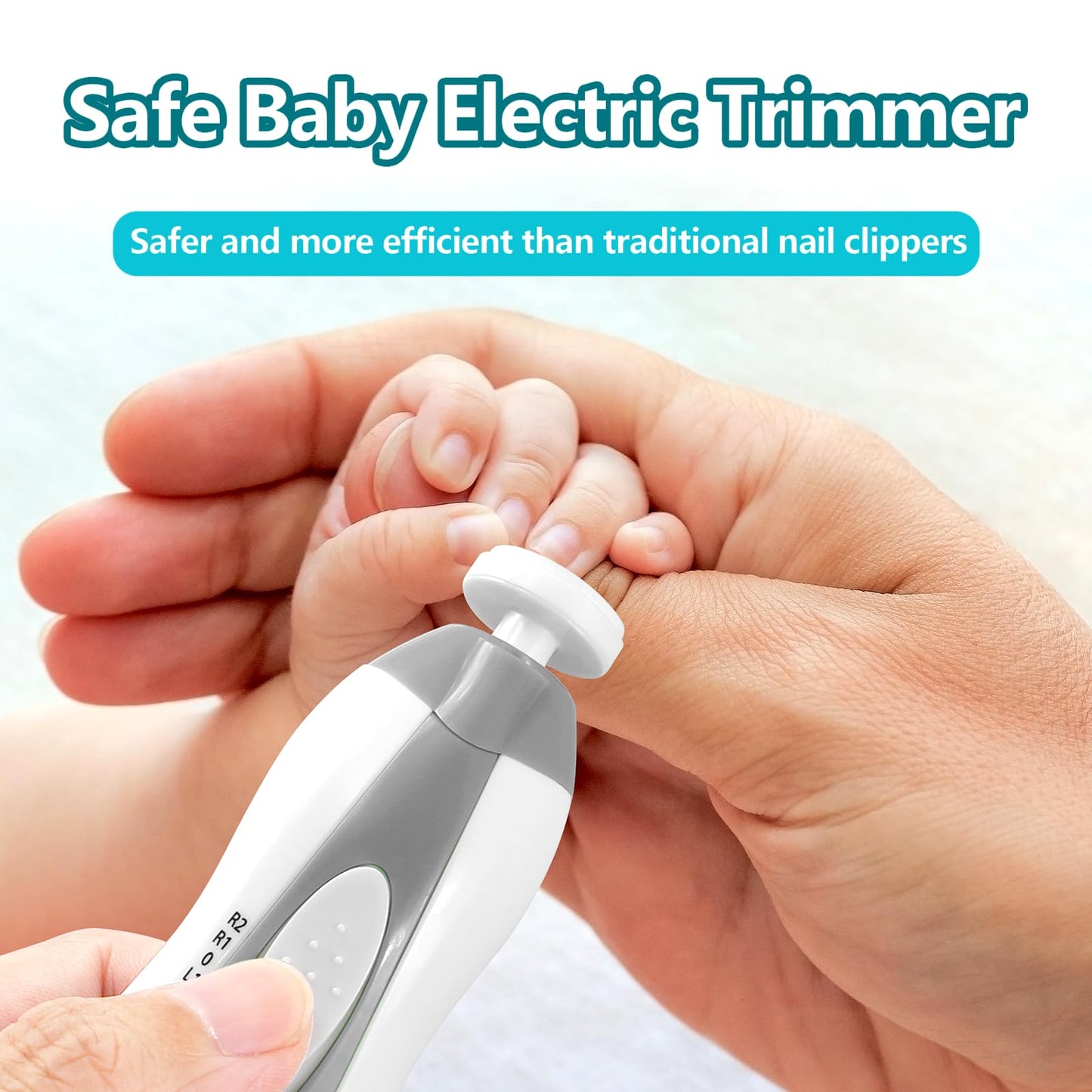Electric Nail File Drill for Baby No Sharp Claws Hurt, 6 in 1 Safety Cutter Trimmer Clipper for Toes and Fingers (Blue)
