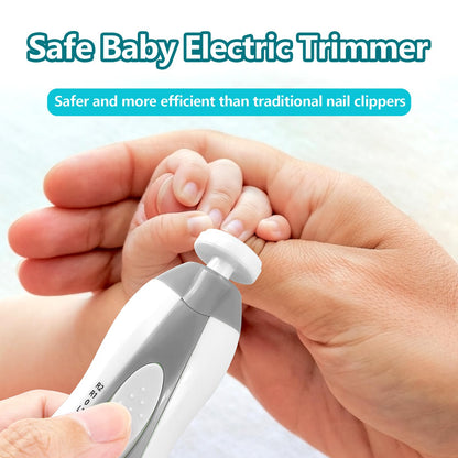 Electric Nail File Drill for Baby No Sharp Claws Hurt, 6 in 1 Safety Cutter Trimmer Clipper for Toes and Fingers (Blue)