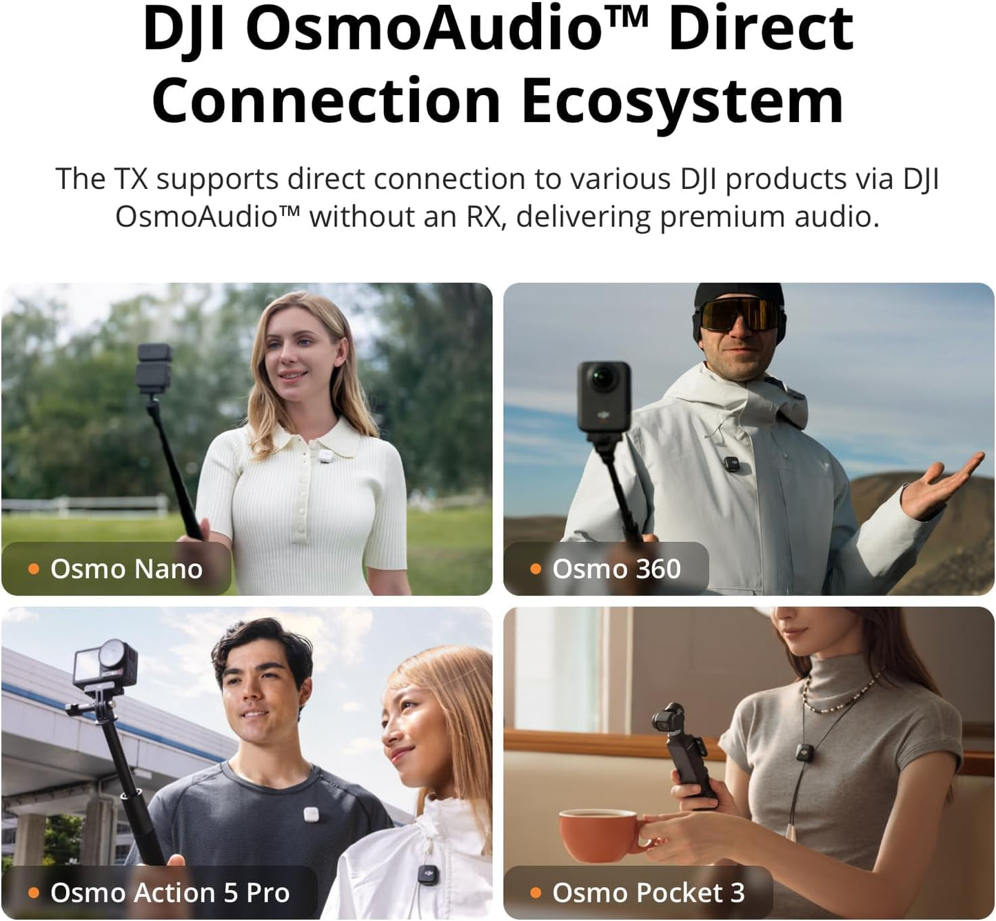 DJI Mic Mini (2 TX + 1 RX), Ultralight, Detail-Rich Audio | Noise Cancelling, Automatic Limiting, Wireless Microphone for Camera/iPhone/Android, Vlog, Streaming, 400m Transmission