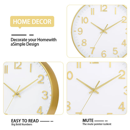 HZDHCLH Wall Clocks Battery Operated,Wall Clock Green,8 inch Wall Clock Silent Non Ticking Modern 3D Numbers for Kitchen Bedroom Living Room Office Classroom Decor