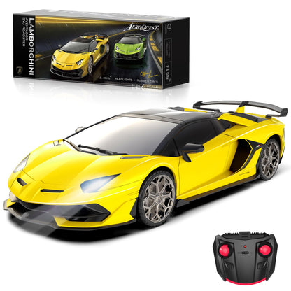 AEROQUEST 1:24 Lamborghini Remote Control Car （Green） | Officially Licensed,Birthday Gift,Toys for ages 3-8,Aventador SVJ Mode,Electric Sport Racing,Hobby RC Cars