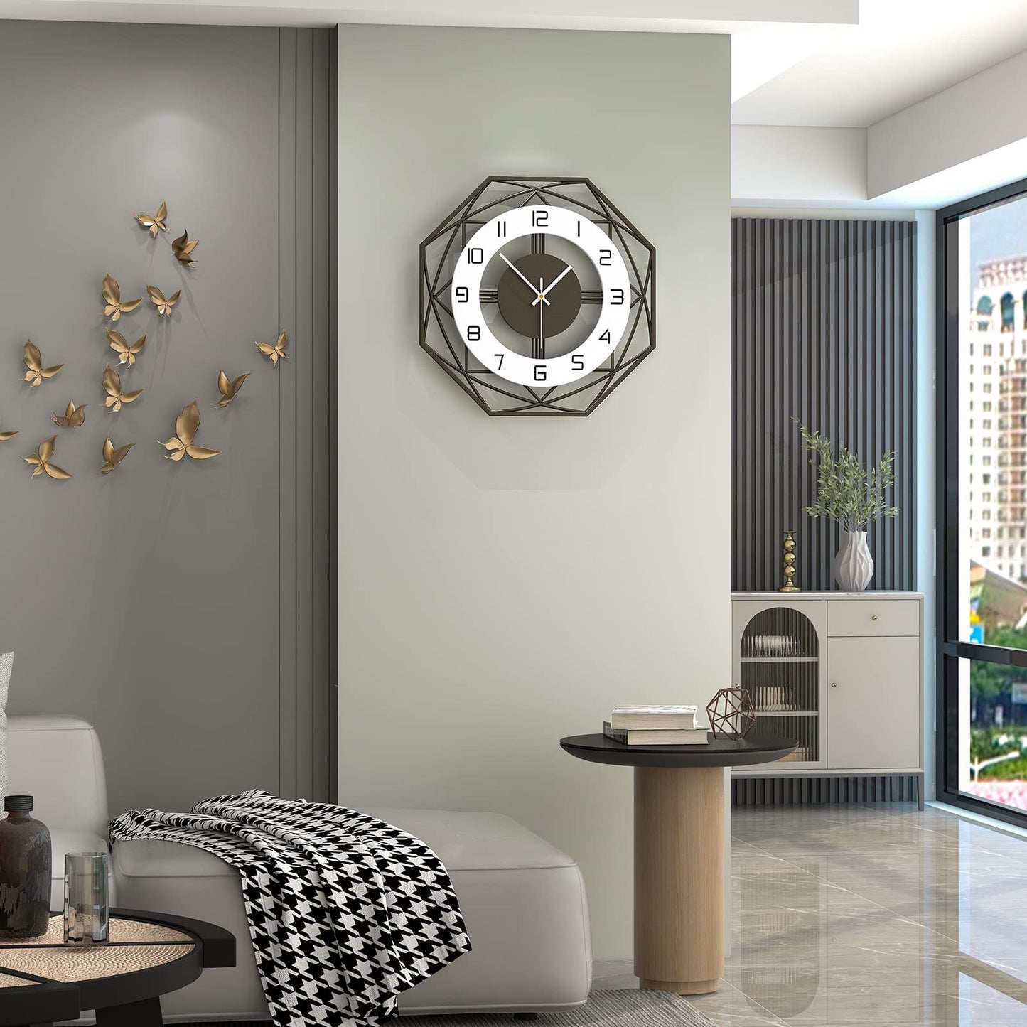 Modern Wall Clocks for Living Room Decor 12in Black Wall Clock Silent Non-Ticking Quartz Battery Operated for Office Kitchen Bedroom Bathroom Minimalist Small Clock Decoration Easy to Read