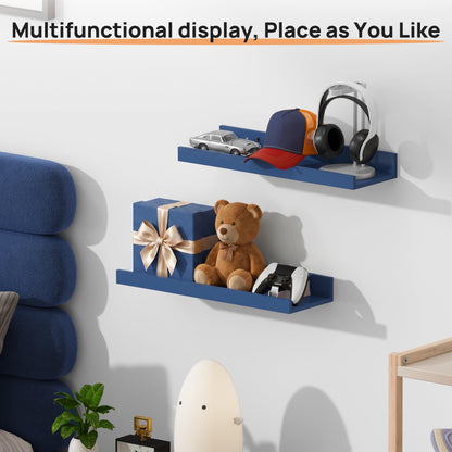 upsimples Floating Shelves for Wall, Wall Shelves for Decor Storage Set of 6, Wall Mounted Wood Shelf for Bedroom, Living Room, Bathroom, Kitchen, Picture Ledge Shelf, Black