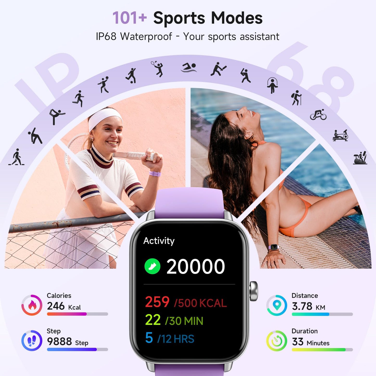 Smart Watch for Women Android & iPhone, Alexa Built-in, IP68 Waterproof Activity Fitness Tracker with Bluetooth Call (Answer/Make), 1.8" Smartwatch with Heart Rate/SpO2/Sleep Monitor, 100+ Sports Mode | Pink