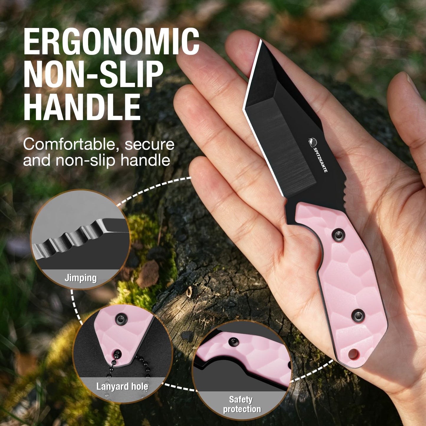 Neck Knife with Sheath and Necklace X-TAN-K, Horizontal Carry Knife with Full Tang Tanto 5Cr14MoV Steel Blade, Khaki ABS Handle, EDC, Outdoor, Camping & Hiking