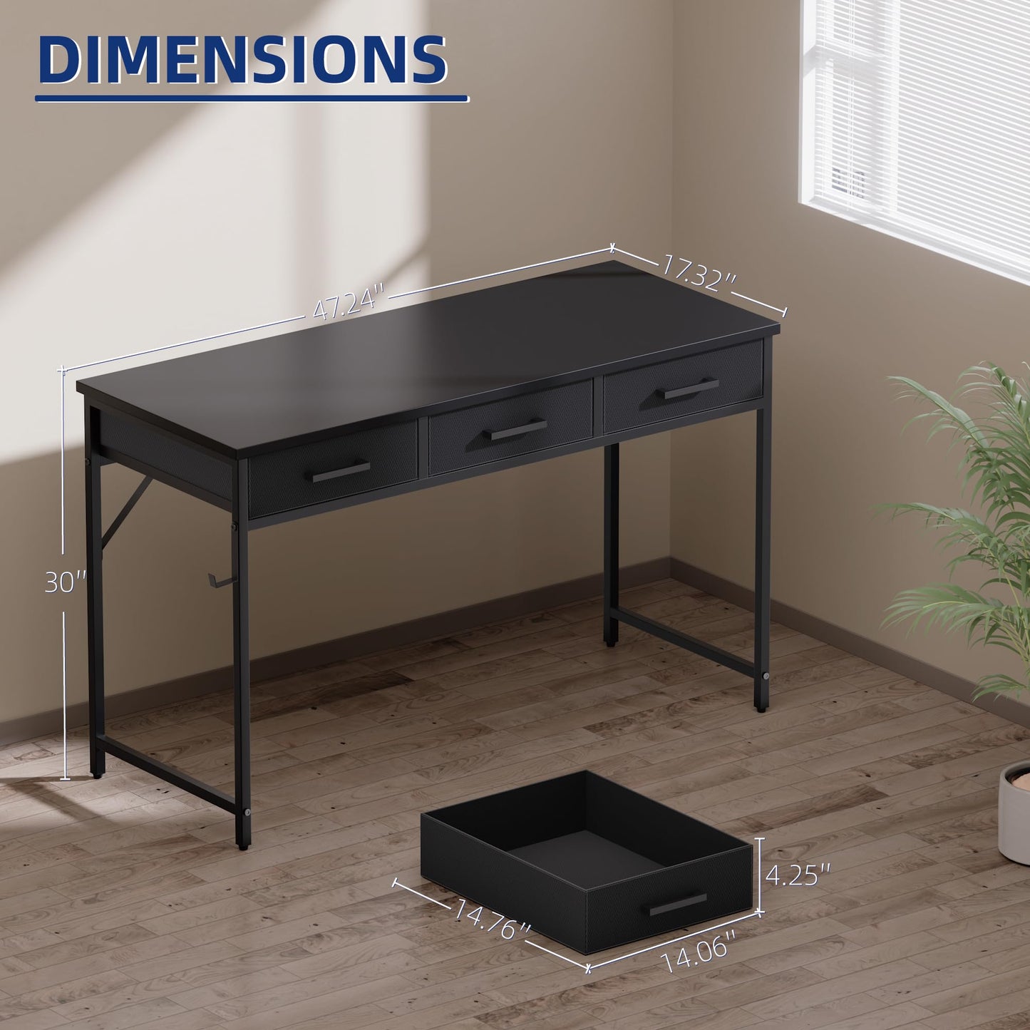 Pamray 32 Inch Small Computer Desk with 2 Drawers for Bedroom Study Writing Home Office Table for Small Spaces White