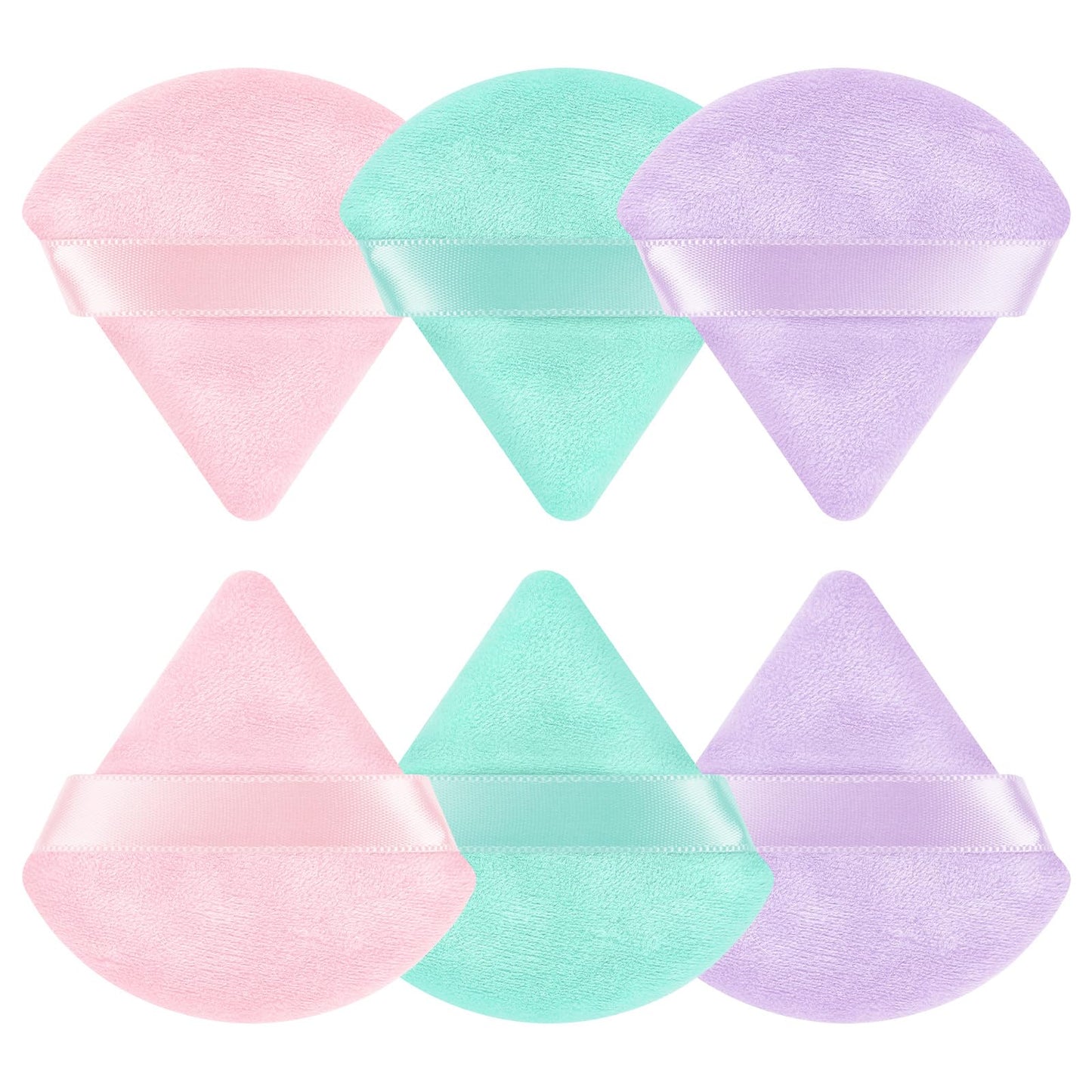 Pimoys 6 Pieces Powder Puff, Face Makeup Sponge Soft Velour Triangle Powder Puffs Beauty Sponge for Loose Powder (Black, Pink)