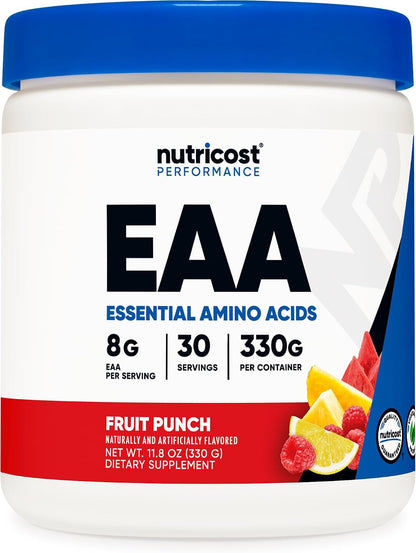 Nutricost EAA Powder 30 Servings (Fruit Punch) - Essential Amino Acids - Non-GMO, Gluten Free, Vegetarian Friendly (Pack of 2)