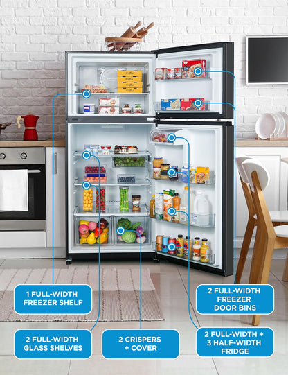 Commercial Cool 20 Cu. Ft. Top Mount Refrigerator with Freezer, 2-Door Refrigerator with Top Freezer and Adjustable Temperature Control, Ice Maker Ready, Energy Star Certified, Stainless Look