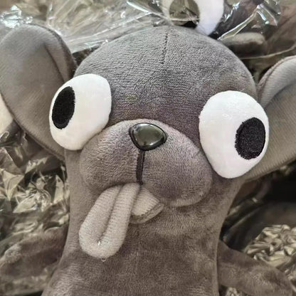 Funny Big Eyed Chihuahua Plush - Hilarious Dark Grey Chihuahua Stuffed Animal | Stress Relief Toy, Funny Desk Decor Gift for Kids & Adults (Black)
