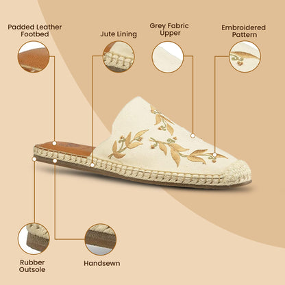 JATAREA Women's Flat Mules | Round Toe Genuine Printed Leather Slip-Ons for Any Summer Outing Shoes