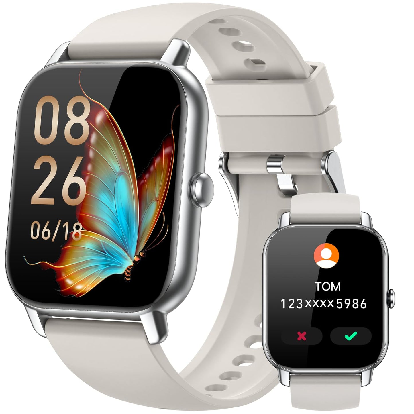 Smart Watches for Men Women, Fitness Tracker with Activity Counter/Sleep Monitor, IP68 Waterproof Smart Watch for Android iPhone iOS Compatible (Jet Black, 1.83)