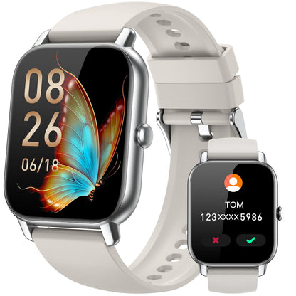 Smart Watches for Men Women, Fitness Tracker with Activity Counter/Sleep Monitor, IP68 Waterproof Smart Watch for Android iPhone iOS Compatible (Jet Black, 1.83)