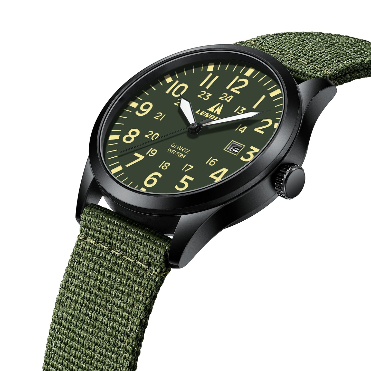LN LENQIN Mens Watches Unisex Military Sport Nylon Strap Stylish Luminous Fashion Analog Quartz Watch for Men Waterproof Army Tactical Casual Wristwatch