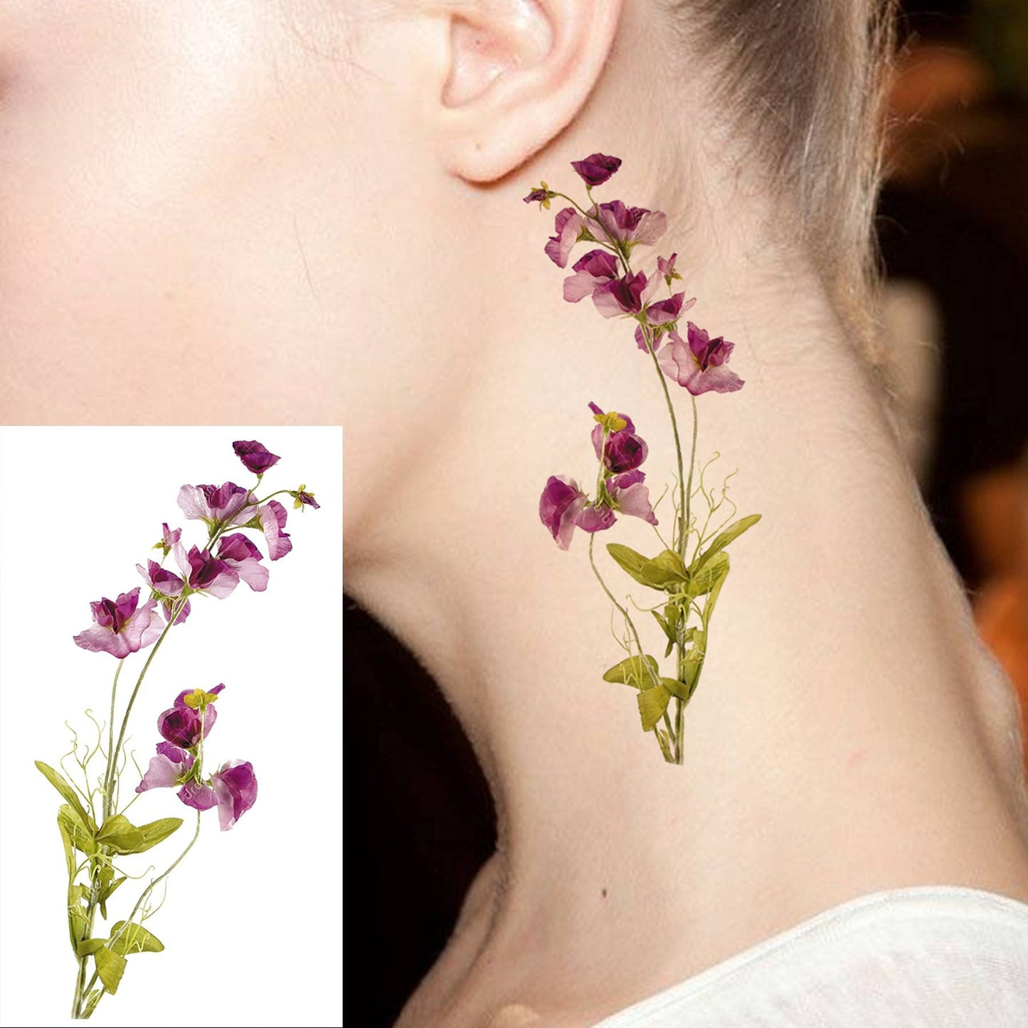 12 Sheets Beautiful Butterfly Flowers Temporary Tattoos For Women Feet Hands Body Art, Realistic Rose Peony Floral Fake Tattoo Sticker For Legs Ankle, Waterproof Lily Dreamcatcher Temp Tatoos Decals