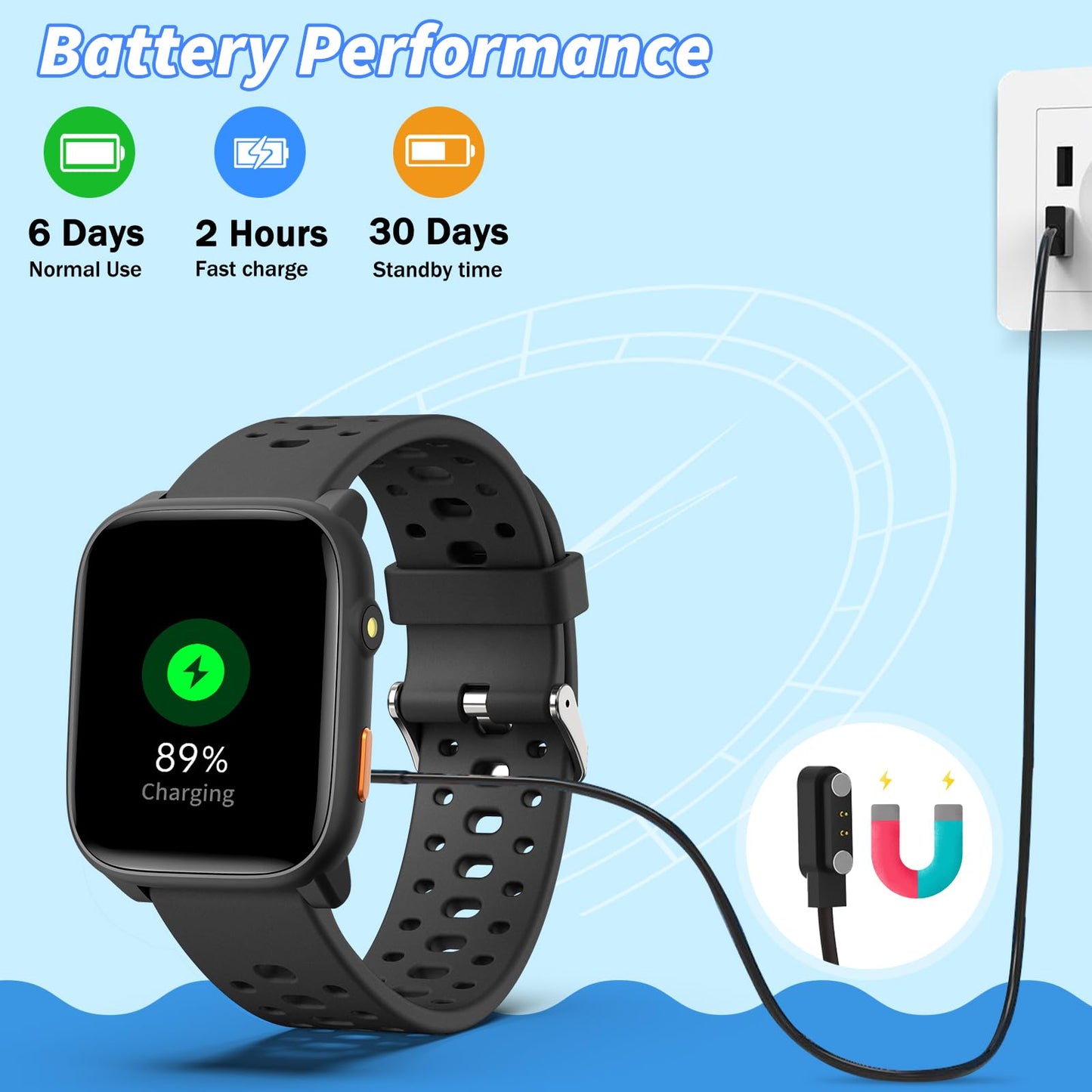 Smart Watch for Kids with 12 Puzzle Games, 1.83" Fitness Tracker Watch Heart Rate Sleep Monitor, Pedometer, Alarm Clock, Flashlight, Gift for 6-12 Year Old Boys Girls