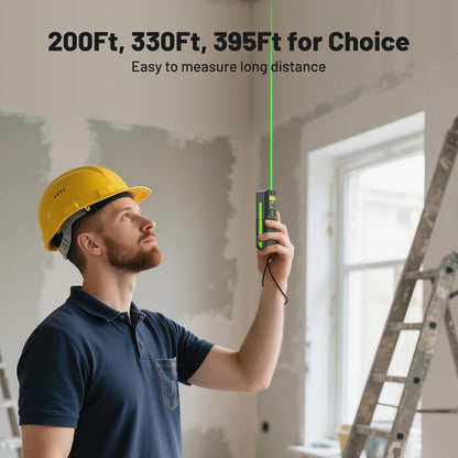 Huepar 395FT Bluetooth Green Laser Measuring Tool S120-G-BT | 1/16in Accuracy, APP Control, Angle Sensor, Carry Bag, Laser Distance Measurement Tool, Digital Laser Room Measuring Device