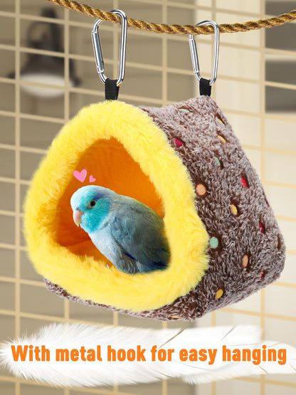 Large Winter Warm Bird Nest House, Comfortable Bird Bed for Cage with Mat, Hanging Hammock Shed Hideaway Hut Gift for Macaws African Grey Amazon Parrots