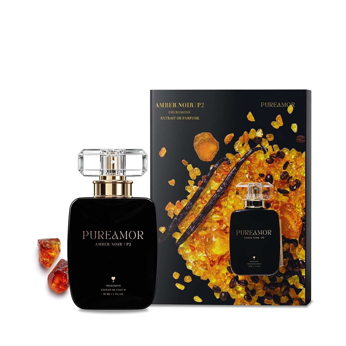 Pheromone Perfume for Women, Amber Noir Extrait de Parfum - Long Lasting Vanilla Amber Scent, 30% High Concentration, Full Size Fragrance Spray, 1.0 oz / 30 ml
