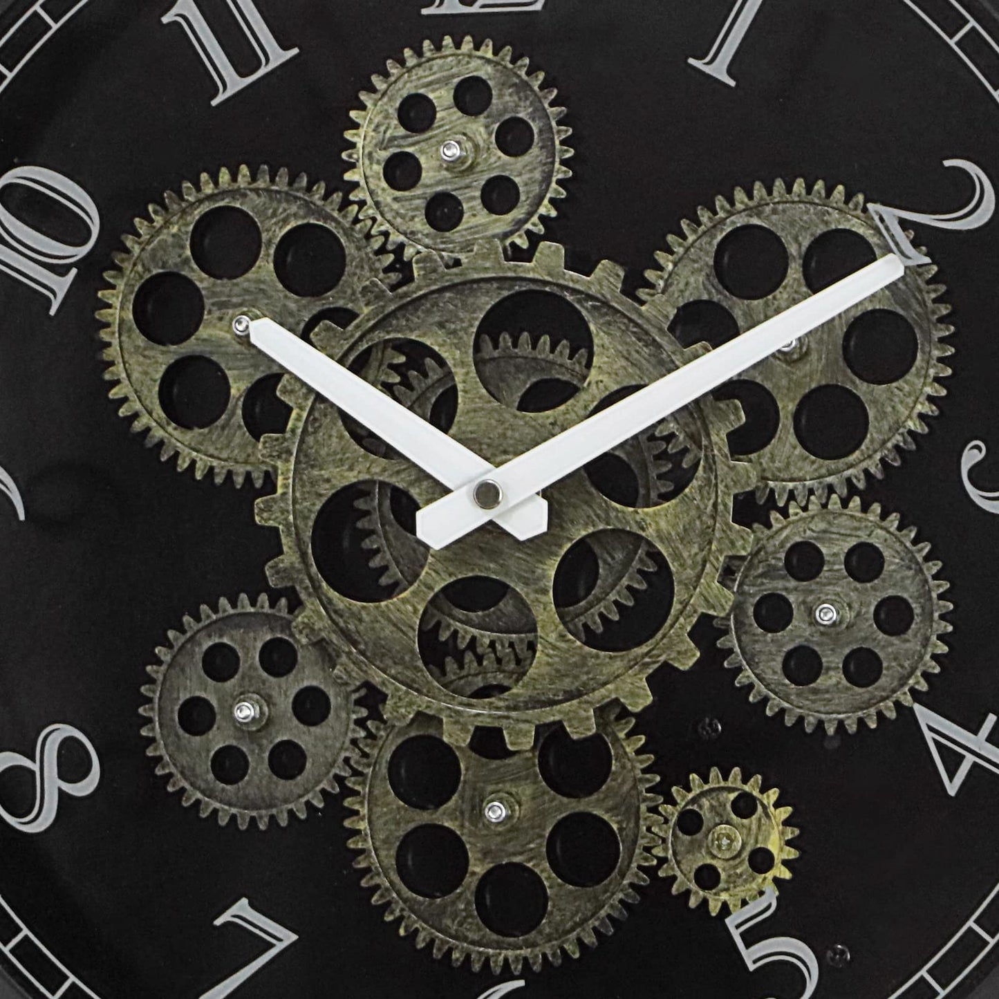 CLXEAST Mid Century Minimalist Modern Wall Clocks,24 Inch Wall Clock with Moving Gears, Large Cream Gold Wall Clocks for Living Room Decor,House Warming Gifts New Home