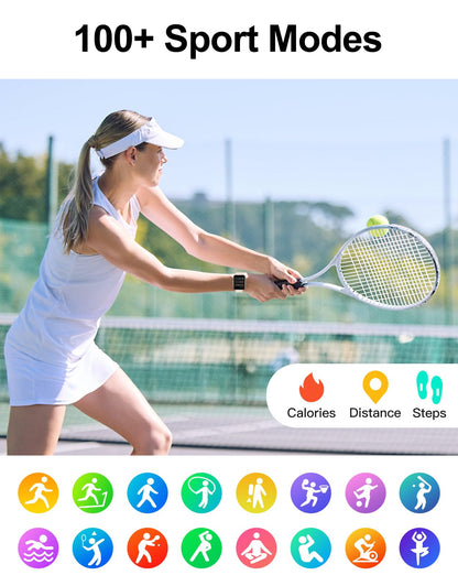 Smart Watch (Answer/Make Calls), 1.85" Smart Watches for Men Women Digital Watch Fitness Tracker with 100+ Sport Modes Heart Rate Monitor for iOS Android Phones Waterproof Black