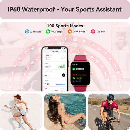 Smart Watch for Women Android & iPhone, Alexa Built-in, IP68 Waterproof Activity Fitness Tracker with Bluetooth Call (Answer/Make), 1.8" Smartwatch with Heart Rate/SpO2/Sleep Monitor, 100+ Sports Mode | Pink