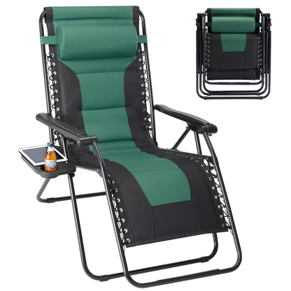 Alpen Zero Gravity Lounge Chair Set of 2, Patio Chair Folding Lounge Chairs for Outside, Portable Camping Chairs with Pillow and Cup Holder, Outdoor Recliner for Beach Outdoor Camping, Black