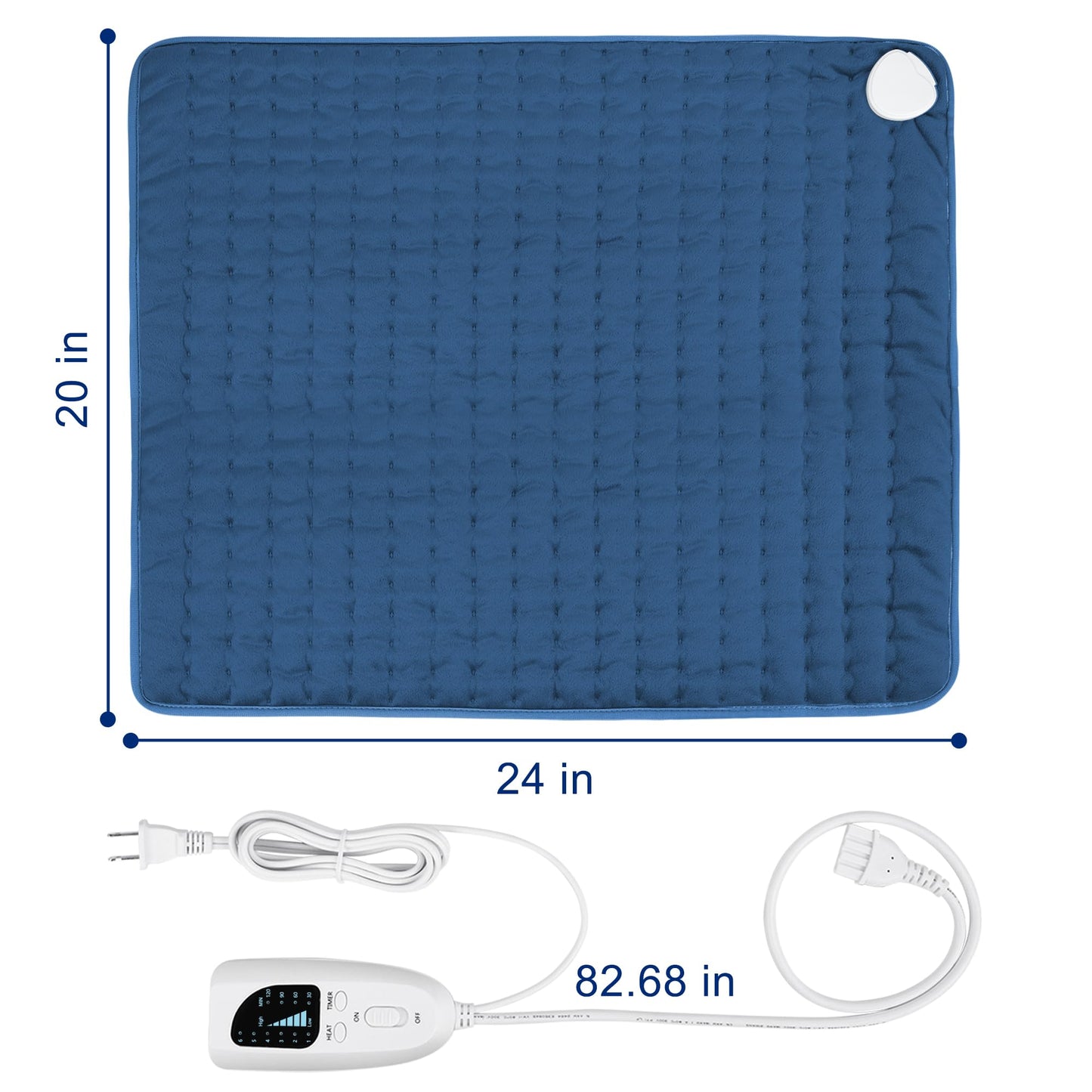 Electric Heating pad with 6 Heat Settings, Auto Shut Off, Dry Electric Heating for Back Neck Knee Arms Legs Shoulder Heat Pads for Christmas Birthday Father Mother's Day (24"X12", Gray Green)