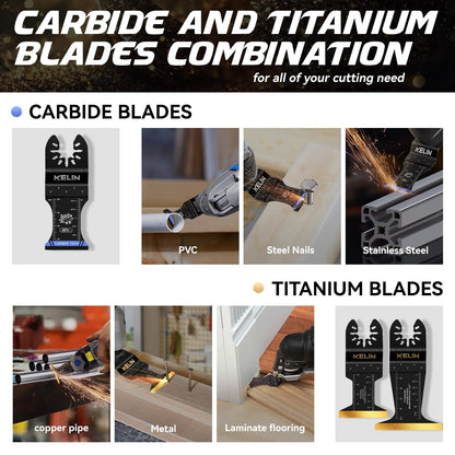 KELIN 6PCS Oscillating Multi Tool Hook Knife Blades, Multitool Saw Blades for Soft Materials Like Roofing Shingles, Carpet, Cardboard & PVC Flooring, Universal Interface